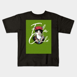 Lemon TXW back Cat Frida Cathlo version of - Frida Kahlo Kids T-Shirt